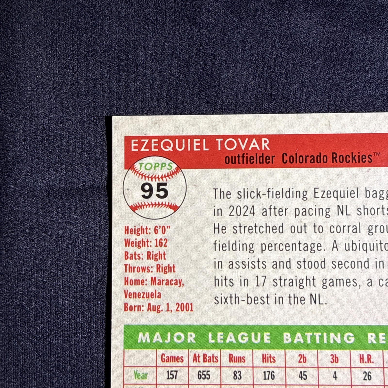 2025 Topps Chrome Platinum Ezequiel Tovar 1/1 SuperFractor view 7