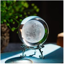 3D Laser Moon Crystal Glass Ball with Stand