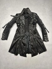 Rare Punk Rave Bondage Steampunk Faux Leather Gothic Trench Coat Vintage Size M