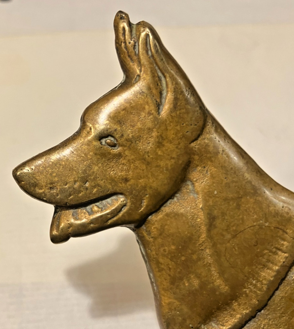 Antique Relief Bronze Casting of an Alsatian Dog 17x12 cms (ZA)1
