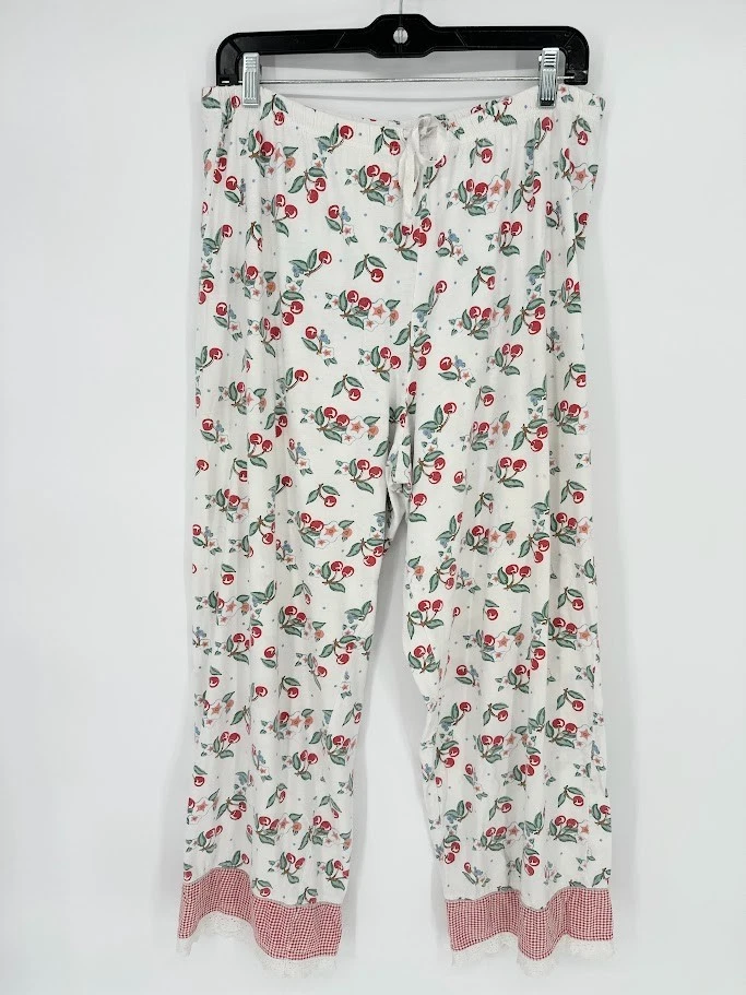 De Colección Mary Engelbreit Rojo Cereza Pijama Conjunto Ojales Encaje Guinga Cuadros Grande 2 Piezas Foto 2 de 4