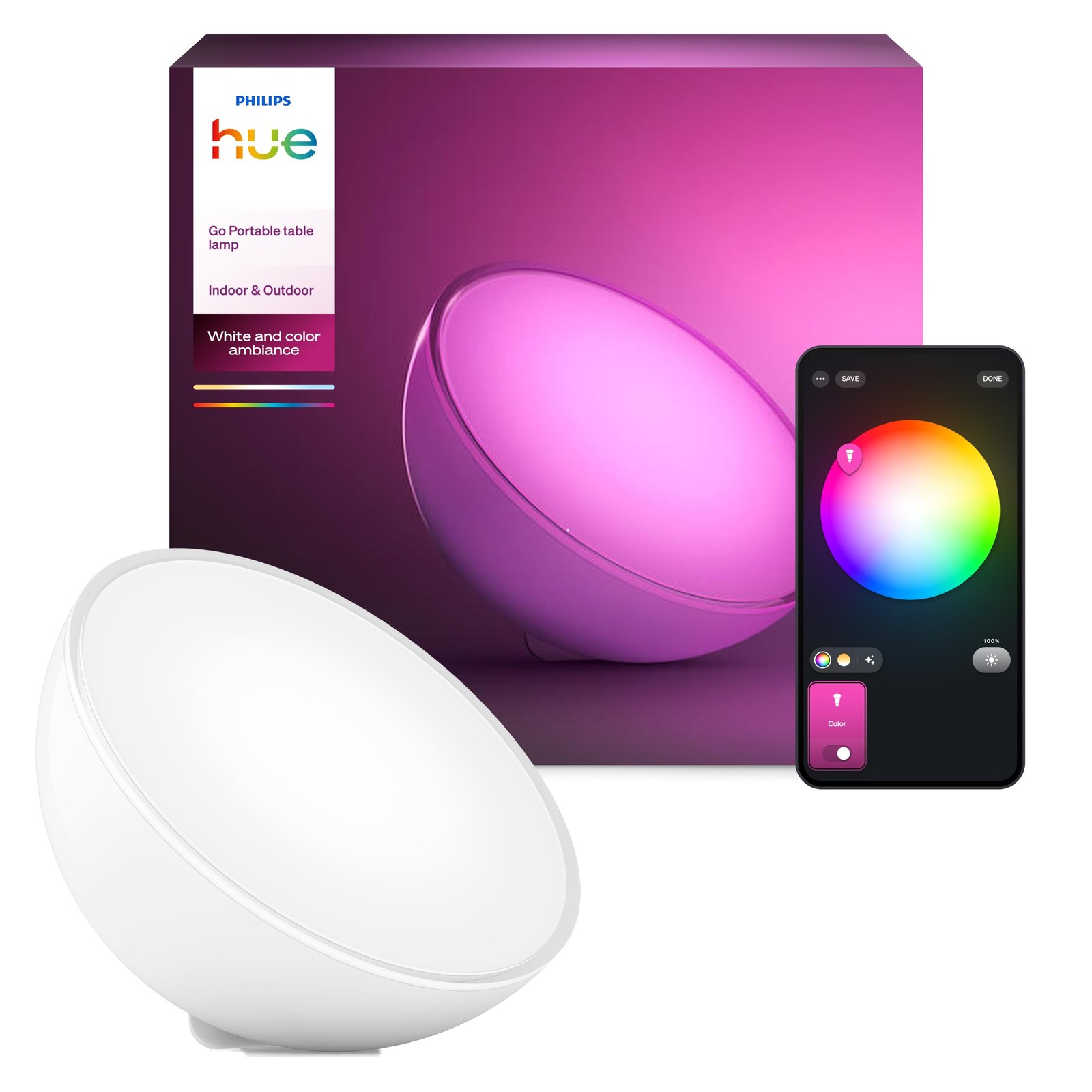 Philips Hue Go portable lampe sans fil à batterie rechargeable 16 millions couleurs