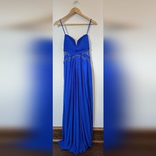 Xscape royal blue strapless sweetheart maxi dress ***see measurements***