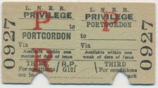 Railway ticket CH2987 LNER 3rd cl from Portgordon  unissued No Buyers Fee