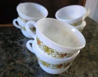 Vintage Set of 6 Corning Ware Spice of Life Milk Glass Mugs Coffee Tea Cups 6 Oz