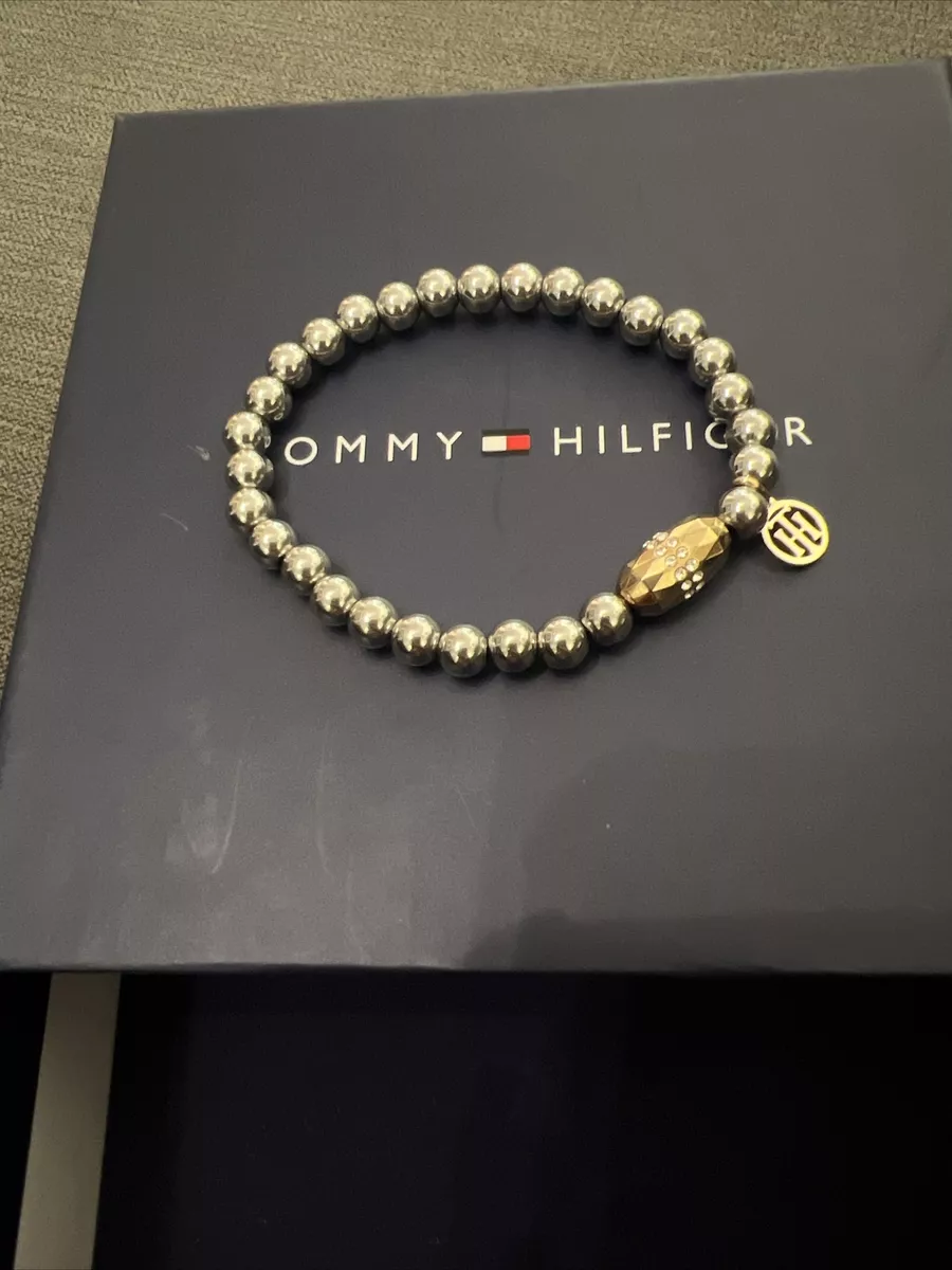 TOMMY HILFIGER Silver Stretchy Beaded Bracelet in Box eBay