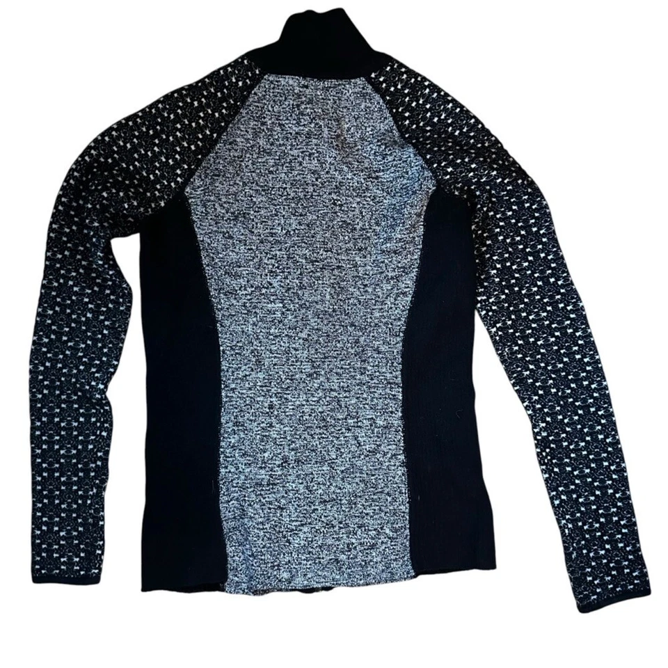 Chaqueta suéter Title Nine para mujer blanca y negra mezcla de lana cremallera completa talla XS Foto 4 de 4