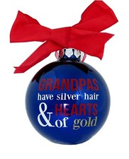 Grandpas Have Silver Hair Hearts of Gold Christmas Ornament Blue NWT