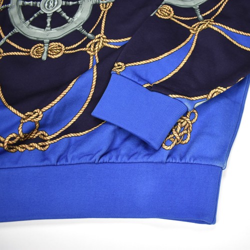 NWT $570 Bally Blue Nautical Print Cotton Hoodie Sweatshirt Men's L AUTHENTIC - Picture 7 of 9