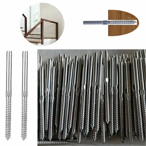 Stainless Steel L&R Lag Screw Terminal Balustrade Kit For Timber Swage DIY Cable - Picture 9 of 16