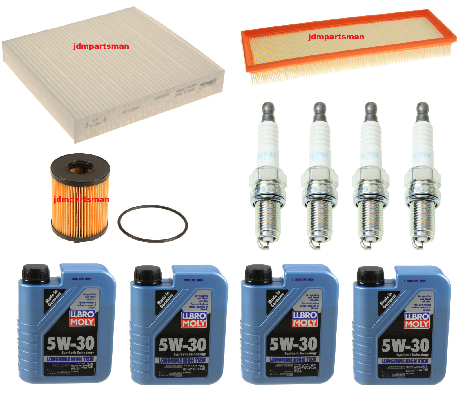 2012-2016 Fiat 500 tune up kit w/ 4 Quarts Synthetic Lubro Moly 5W-30 Oil