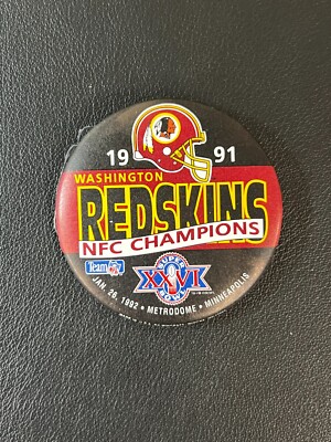 1991 Washington Redskins NFC Champions Super Bowl XXVI 2 1/2" Pin | eBay