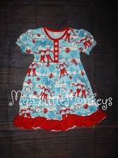 NEW Boutique Dr Seuss Thing 1 Thing 2 Girls Short Sleeve Ruffle Dress