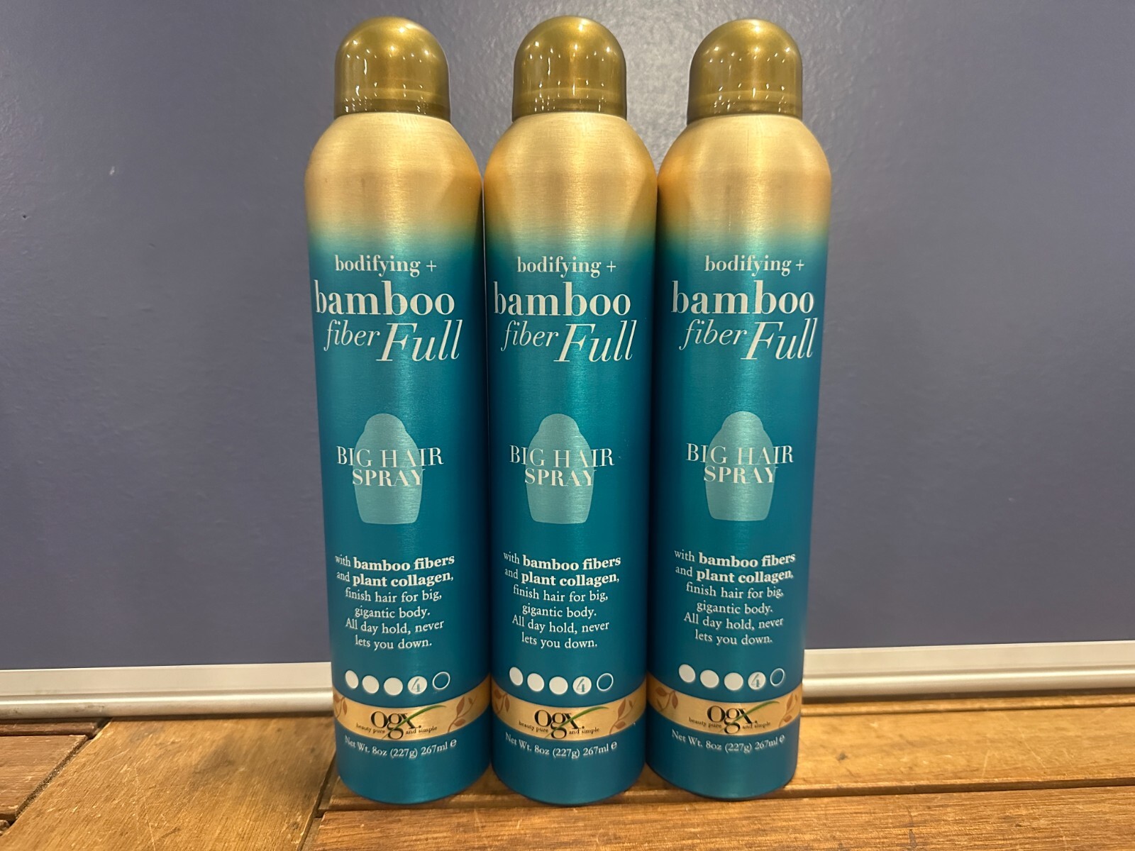 3Pack OGX Bodifying + Bamboo Fiber Full BIG HAIR SPRAY 8oz Each