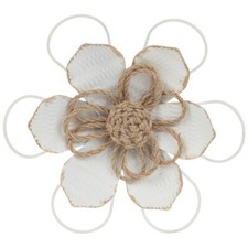 White, Gold  Brown Flower Metal Wall Decor
