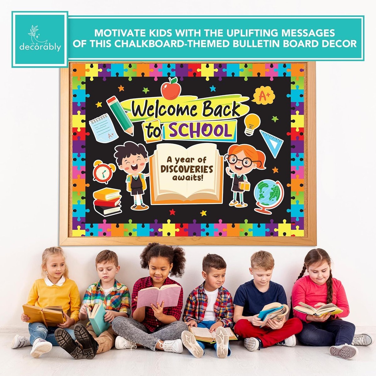 Decorably Willkommens-Pinnwand-Set Fürs Klassenzimmer – Boho Design, 64 Teile, Laminiert, Für Tür & Wand