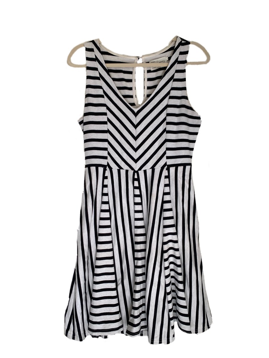 anthropologie black and white striped dress By Anthropologie Halter Tuxedo Stripe Midi Dress
