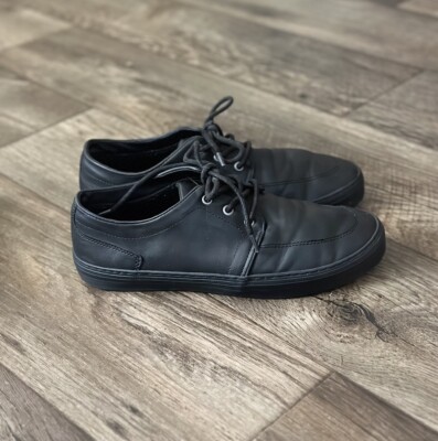 Pull&Bear Men s Shoes Sneakers Black Faux Leather Casual Size 7.5 US 40EU