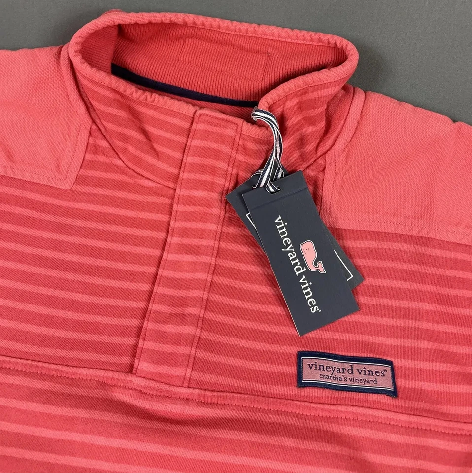 Camisa Pullover de Golf Vineyard Vines Oveja Mediana Roja Rayas Algodón Poliéster $128 Foto 3 de 4