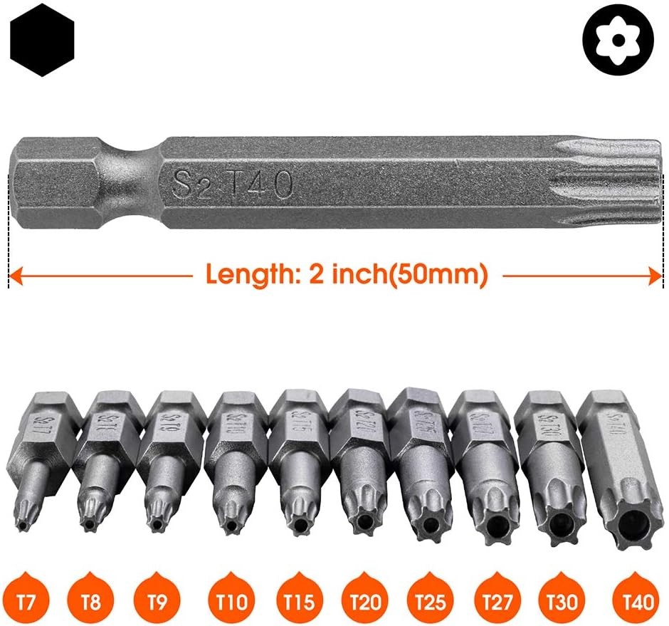 10PCS S2 Steel Magnetic Torx Security Screwdriver Bit Set Tamper Proof