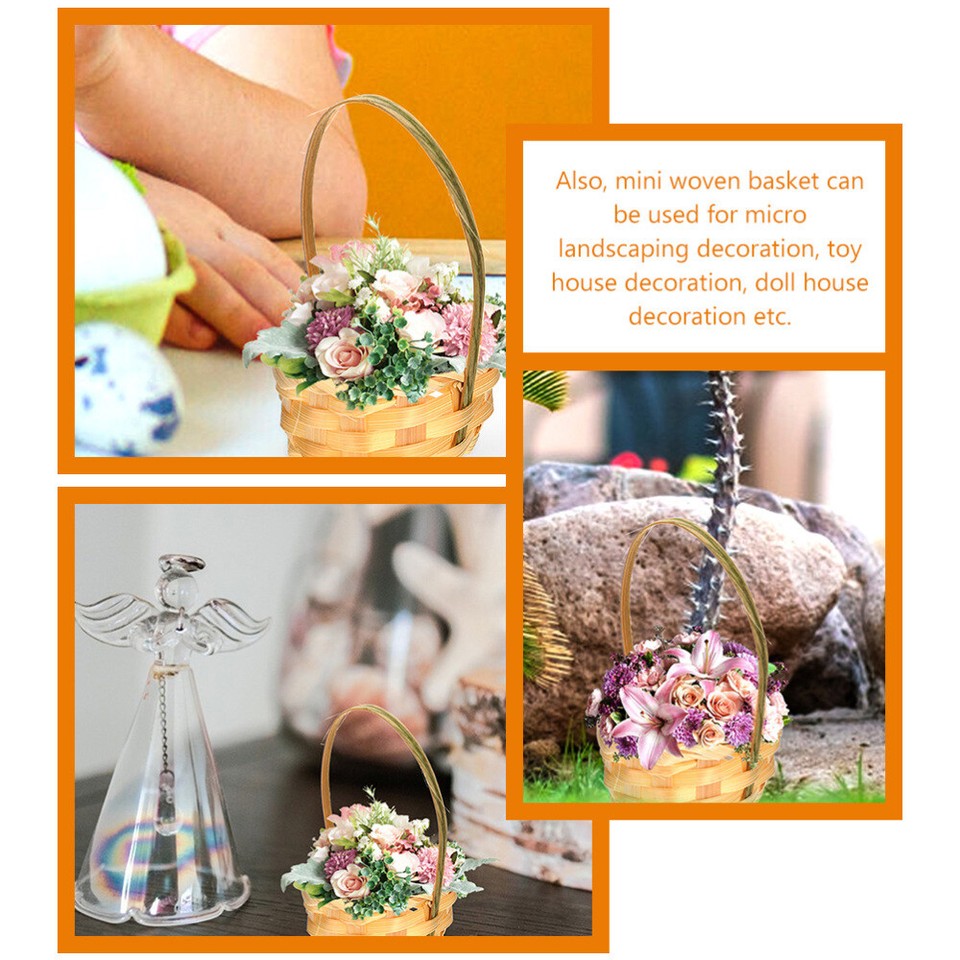 12Pcs Mini Basket Miniature Woven Baskets with Handles Gift Candy