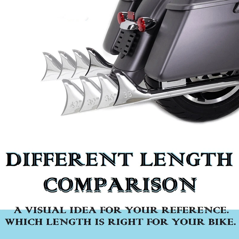 Chrome 36”Fishtail Slip On Exhaust Pipe for Harley Touring Road King 1995-2016 - Image 2 of 4