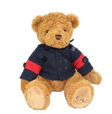 FAO Schwarz Teddy Bear Navy Sailor USA Blue Pea Coat Seated Plush 12 inch