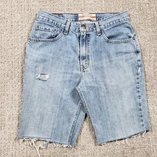 Levis Cut Off Shorts Size 30 Blue Light Wash Dad Jorts Grunge Denim 10" Tag 32