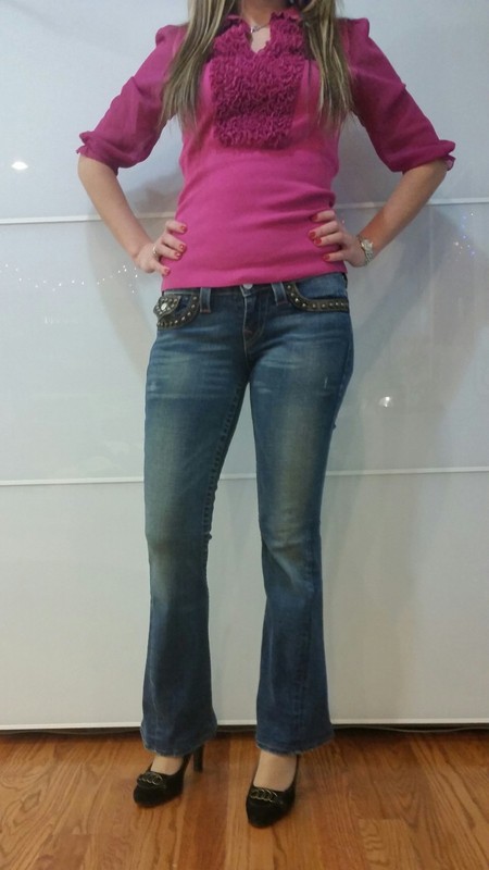 Limited Edition True Religion Women's Denim Jeans Leather & Metal Details Sz 27