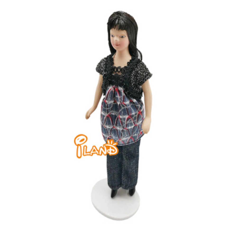 Ceramic Doll Dollhouse Miniature 1/12 Scale Lady Gentleman Movable Toy Accessory