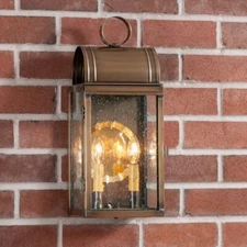 Town Lattice 2-Light Outdoor Wall Light in Weathered Brass or Antique Copper
