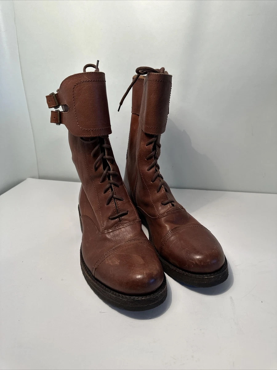 Frye Women s Size 9.5B Brown Leather Lace Up Cap Toe Military