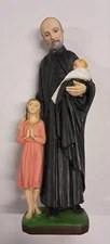 STATUE OF SAN VINCENZO DE PAOLI CM 30 RESIN DECORATED BY HAND ITALIAN PRODUCTION