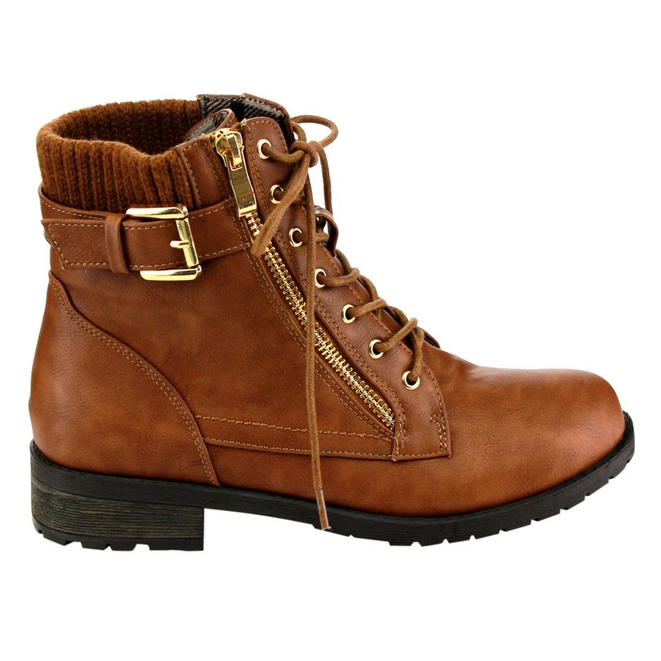 Top Moda Mujeres Con cordones Suéter Cuello Militar Combate Disfraz Botines al Tobillo 6.5 Foto 2 de 4