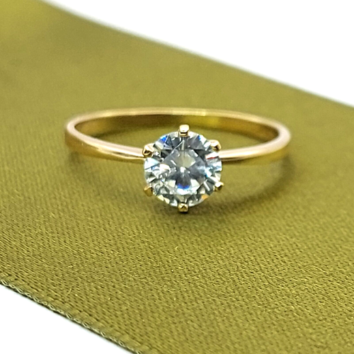 Ladies Ring 14ct (585, 14K) Yellow Gold Diamante Engagement Ring eBay