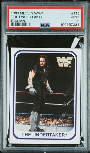 1991 Merlin WWF Italian The Undertaker PSA 9 ONLY 3 HIGHER SLAB # 118 ROOKIE RC