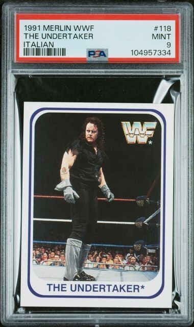 1991 Merlin WWF Italian The Undertaker PSA 9 ONLY 3 HIGHER SLAB # 118 ROOKIE RC