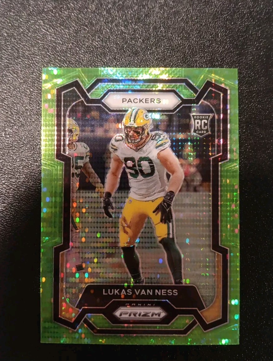 2023 Panini Prizm Lukas Van Ness Neon Green Pulsar Green Bay Packers Rookie #336
