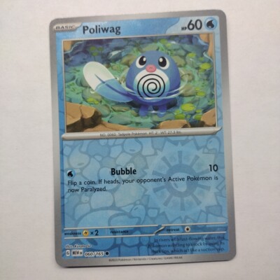 Pokemon 2023 Scarlet & Violet 151 Poliwag Reverse Holo 60/165 - Same Day Shippin