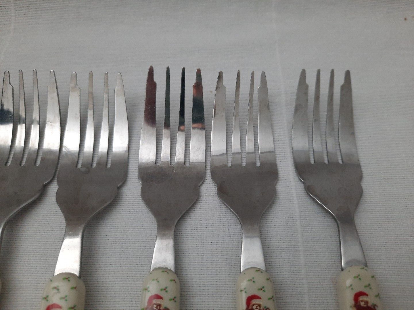 Vintage 38 Piece Lot Christmas Teddy Bears Stainless Flatware w/ Plastic Handles