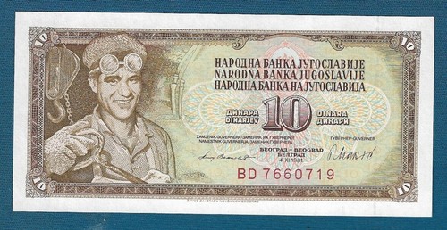 10 banconote Dinara 1981, Jugoslavia SFRJ - minatore! - Foto 1 di 2