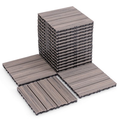 18PCS Interlocking Deck Tiles Anti-slip Floor Tiles for Poolside All Weather