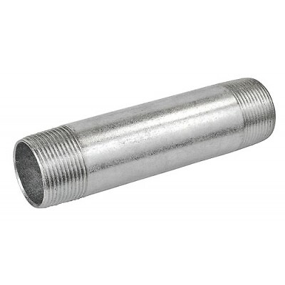 B&K 1/2 In X 6 In L NPT Pipe Nipple, Carbon Steel, Galvanized, SCH 40