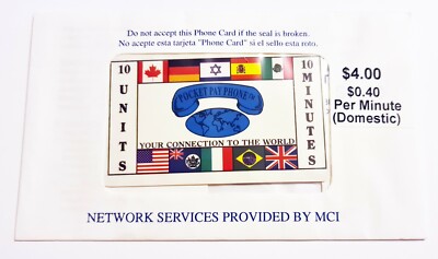 MCI Prepaid Telefonkarte Neu im Paket Internationale Flaggen Telefon Münztelefon 