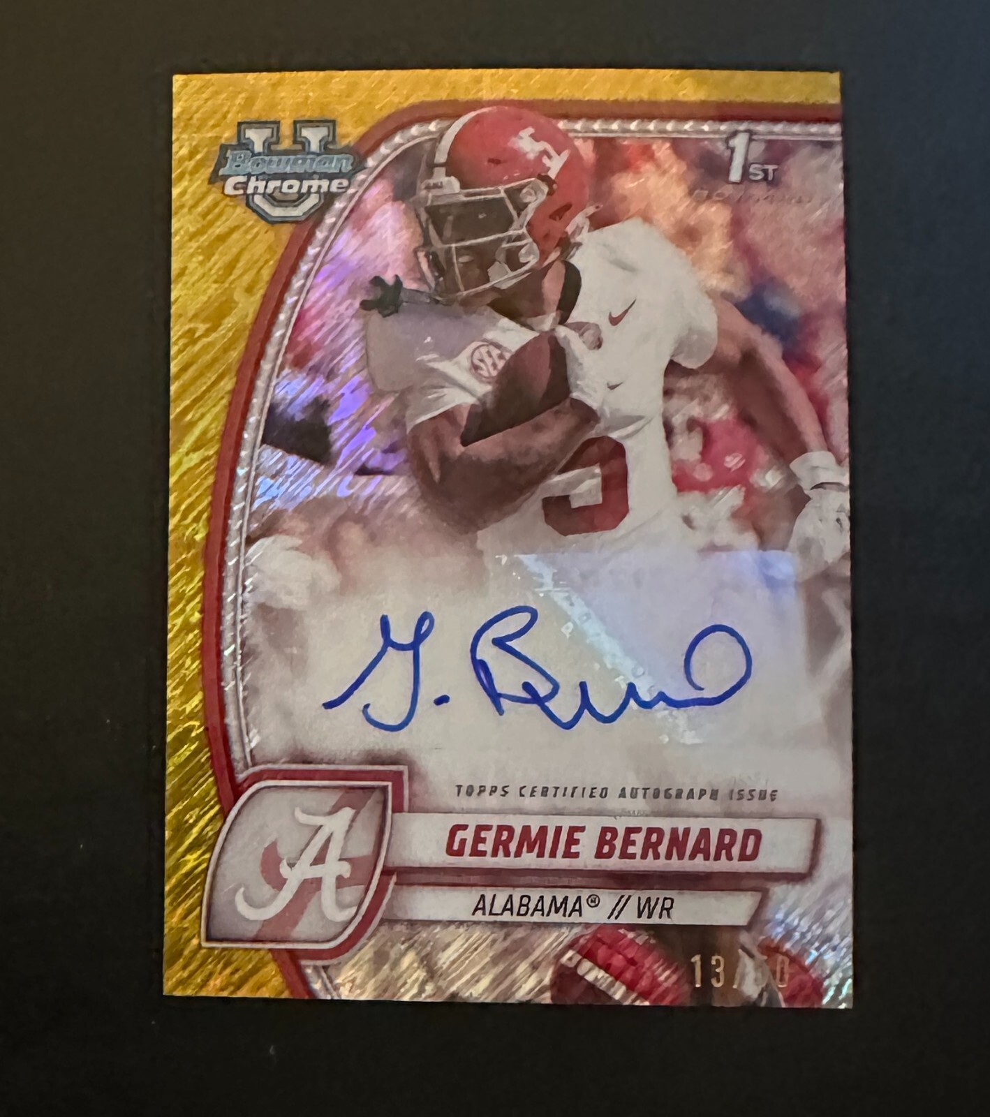 2024 Bowman Chrome University Auto Gold Shimmer Germie Bernard /50 RC #X12400
