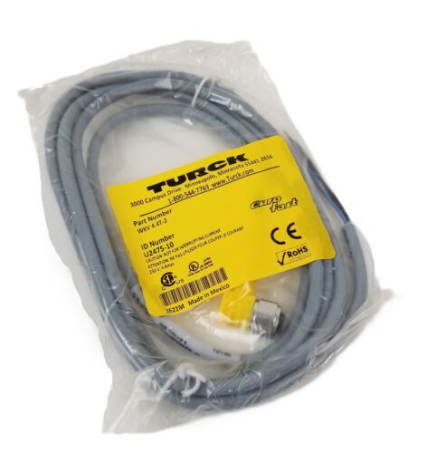 Turck WKV 4.4T-2 Cordset 22AWG 4A 250V 4Pins M12 Right Angle GRAY NEW