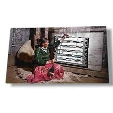 Postcard Navajo Rug Weaver Native American Chrome Card A647