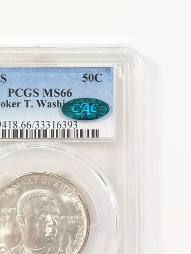 1949-S Booker T. Washington Silver Commemorative 50C PCGS MS66 PQ+ Green CAC - Picture 2 of 5