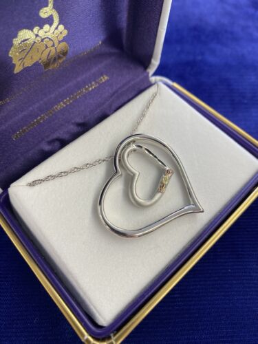 Black Hills Gold sterling silver and gold heart necklace by Landstroms, read... - Picture 3 of 3