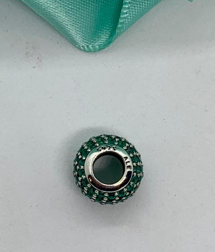 Retired Pandora Pave Lights Charm Silver with Emerald Green CZ 791051CZN - L12 - Picture 5 of 9